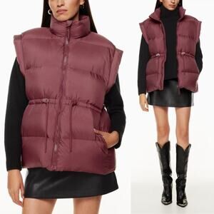 Aritzia Wilfred Laramie The‎ Chalet Puffer Vest Goose Down Merlot Red Medium NWT